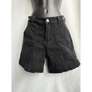 Black Denim Mom Shorts Size S Jean Shorts 90s Bermuda Length Front Pockets 90s